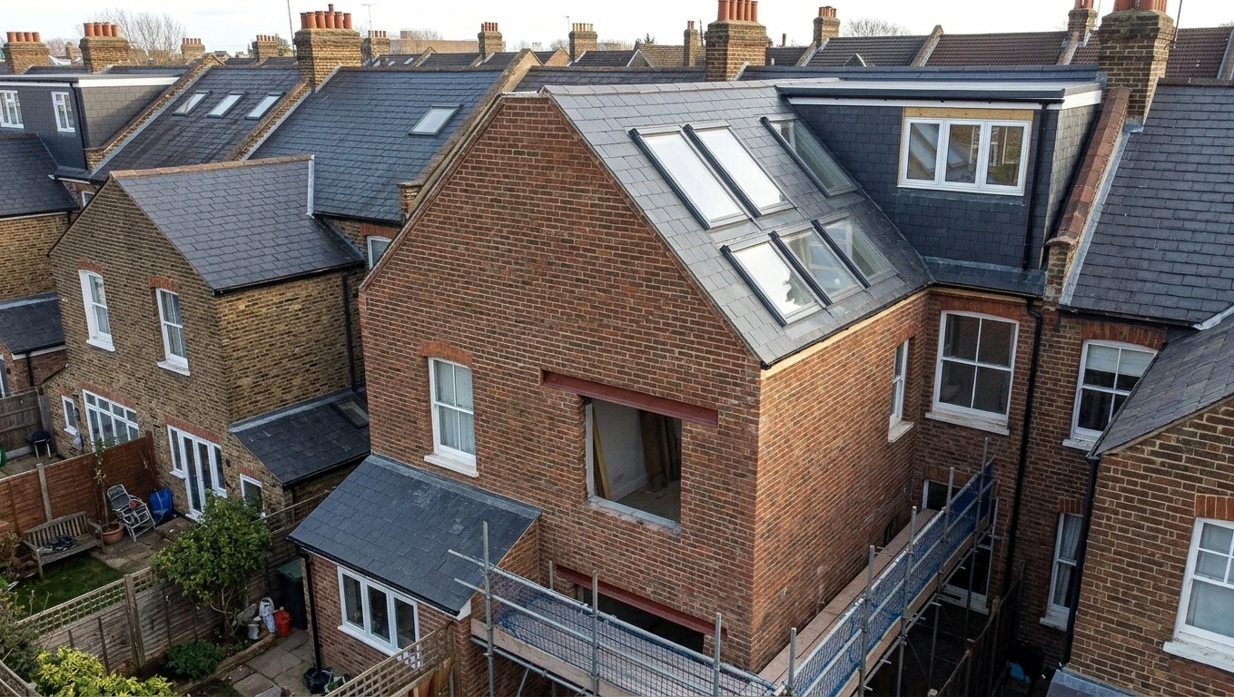 Bespoke architectural structural roofing framing plans for a hip-to-gable attic extension project in West London