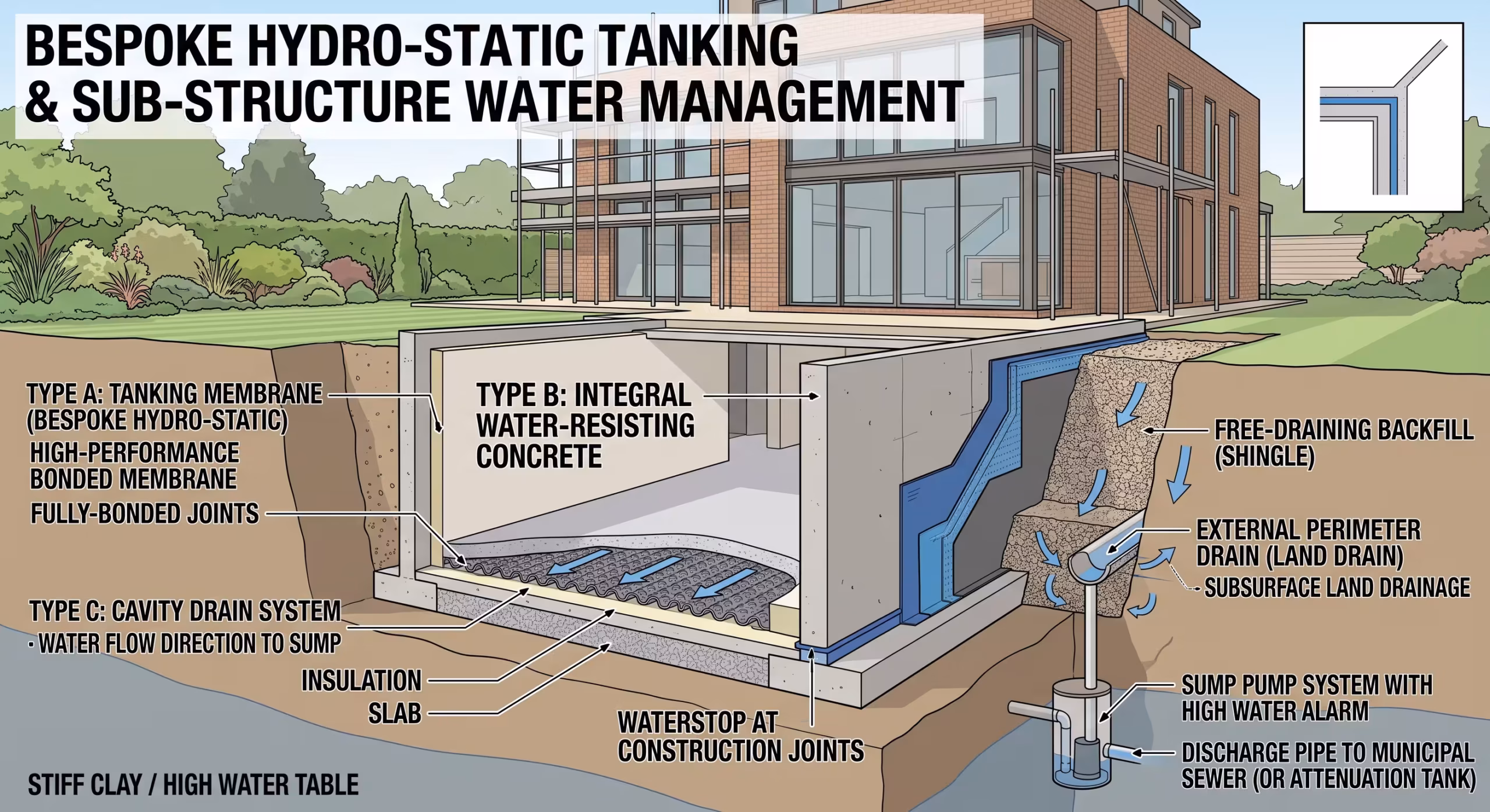 Bespoke Hydro-static Tanking and Sub-structure Water Management in Barnes SW13 - ELB Construction Services