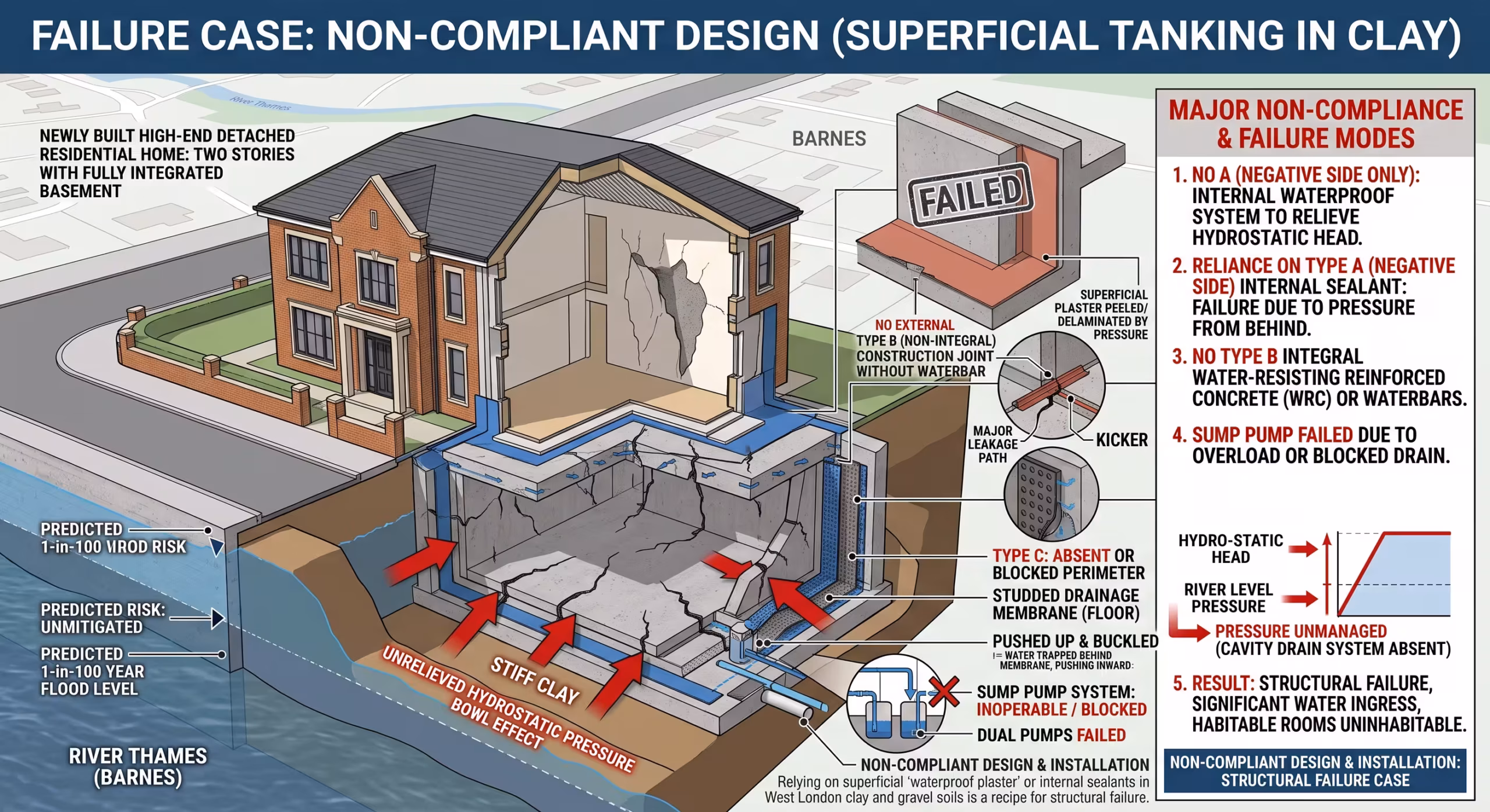 Failure of Cavity Drainage or Superficial Tanking in West London - ELB Construction Services